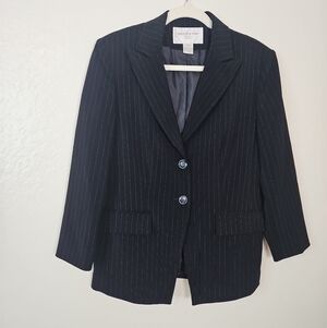 💼 Jones New York Suit Petite Blazer – Navy Pinstripe 10P